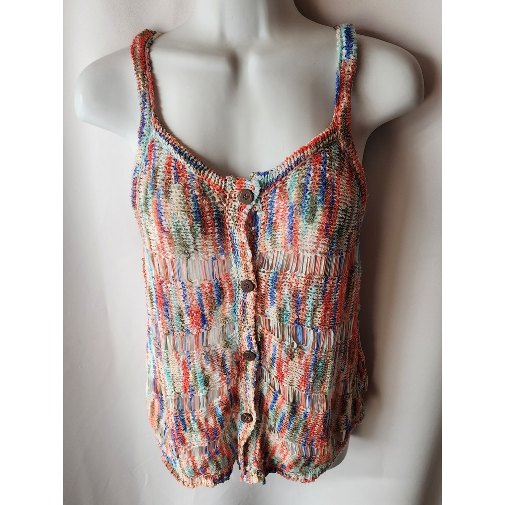 Daytrip‎ Multicolor Button Front Knit Tank Top Women's Sleeveless Casual